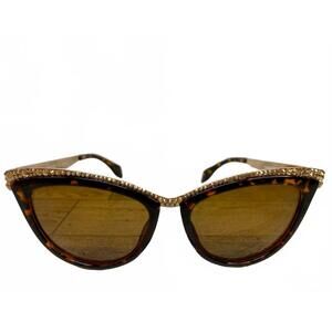 NEW JIMMY CRYSTAL women's tammi crystal cat eye sunglasses in brown tortoise